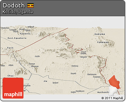 Shaded Relief Panoramic Map of Dodoth