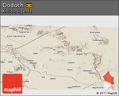Shaded Relief Panoramic Map of Dodoth
