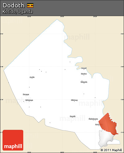 Classic Style Simple Map of Dodoth, single color outside