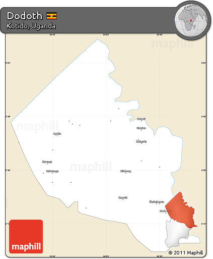 Classic Style Simple Map of Dodoth, single color outside