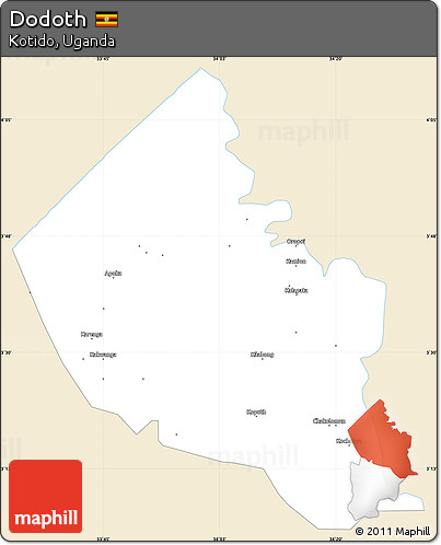Classic Style Simple Map of Dodoth, single color outside