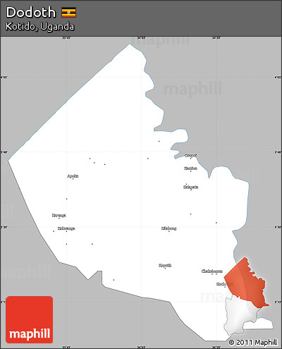 Gray Simple Map of Dodoth, single color outside