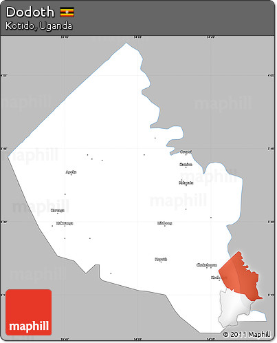 Gray Simple Map of Dodoth, single color outside