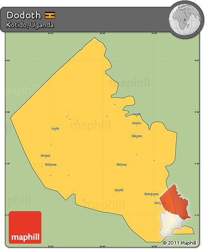 Savanna Style Simple Map of Dodoth, cropped outside