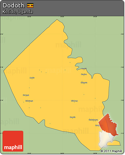 Savanna Style Simple Map of Dodoth, cropped outside