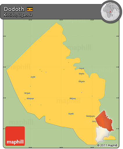 Savanna Style Simple Map of Dodoth, single color outside