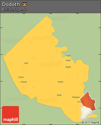 Savanna Style Simple Map of Dodoth, single color outside