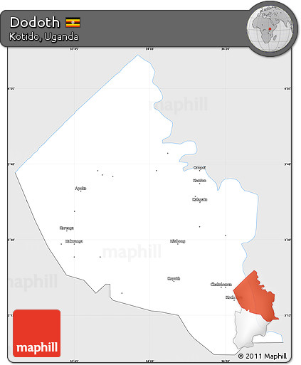 Silver Style Simple Map of Dodoth, single color outside
