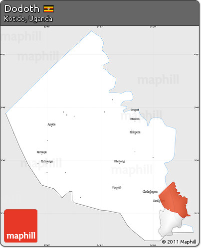 Silver Style Simple Map of Dodoth, single color outside