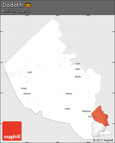 Silver Style Simple Map of Dodoth, single color outside