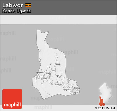 Gray 3D Map of Labwor, single color outside