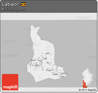 Gray 3D Map of Labwor, single color outside