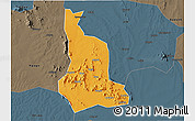 Political 3D Map of Labwor, darken, semi-desaturated