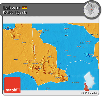 Political 3D Map of Labwor