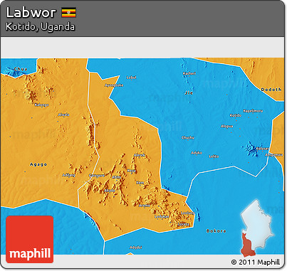Political 3D Map of Labwor