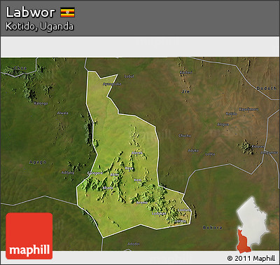 Satellite 3D Map of Labwor, darken