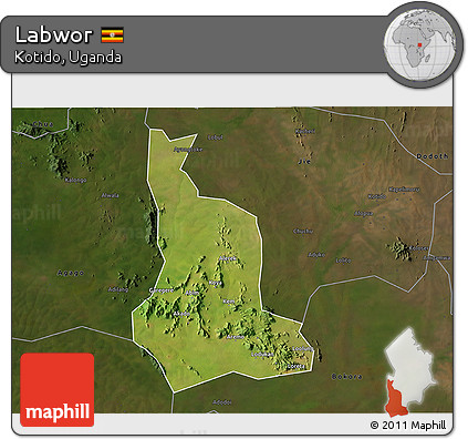 Satellite 3D Map of Labwor, darken
