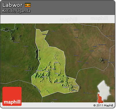 Satellite 3D Map of Labwor, darken