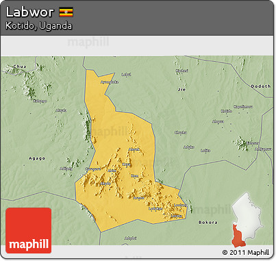 Savanna Style 3D Map of Labwor