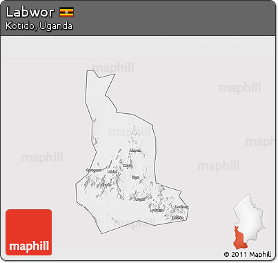 Silver Style 3D Map of Labwor, single color outside
