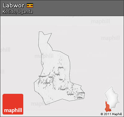 Silver Style 3D Map of Labwor, single color outside
