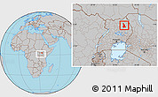 Gray Location Map of Labwor, within the entire country