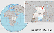 Gray Location Map of Labwor, highlighted country, within the entire country