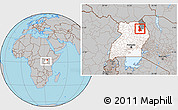 Gray Location Map of Labwor, highlighted country, highlighted parent region, within the entire country