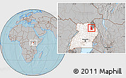 Gray Location Map of Labwor, highlighted country, highlighted parent region, hill shading