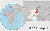 Gray Location Map of Labwor, highlighted country, highlighted parent region