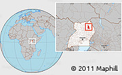 Gray Location Map of Labwor, highlighted country