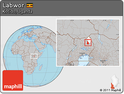 Gray Location Map of Labwor, highlighted parent region
