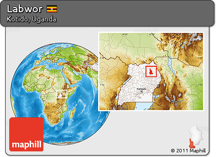 Physical Location Map of Labwor, highlighted country