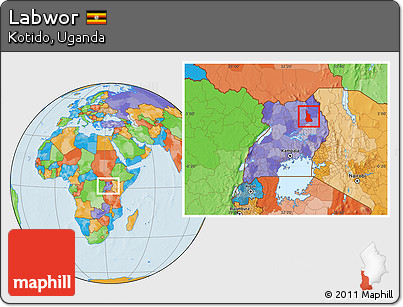 Political Location Map of Labwor, within the entire country