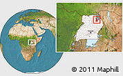Satellite Location Map of Labwor, highlighted country, highlighted parent region, within the entire country