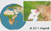 Satellite Location Map of Labwor, highlighted country, highlighted parent region