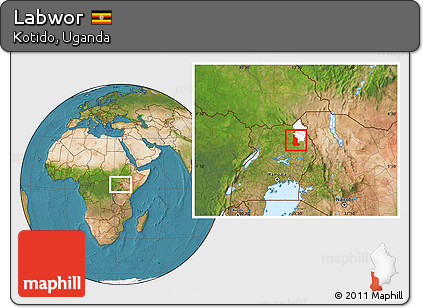 Satellite Location Map of Labwor, highlighted parent region