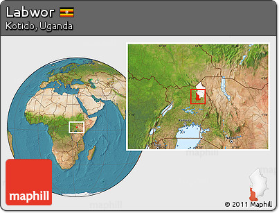 Satellite Location Map of Labwor, highlighted parent region