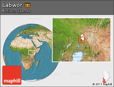 Satellite Location Map of Labwor, highlighted parent region