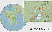 Savanna Style Location Map of Labwor, within the entire country, hill shading