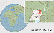 Savanna Style Location Map of Labwor, highlighted country, highlighted parent region, hill shading