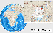 Shaded Relief Location Map of Labwor, highlighted country, highlighted parent region, within the entire country