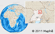 Shaded Relief Location Map of Labwor, highlighted country