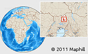 Shaded Relief Location Map of Labwor, highlighted parent region