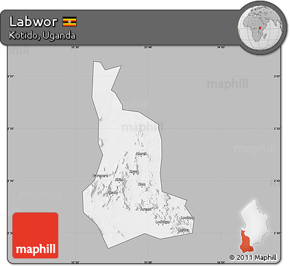 Gray Map of Labwor, single color outside