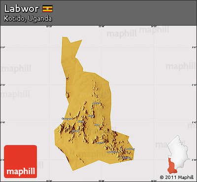 Physical Map of Labwor, cropped outside