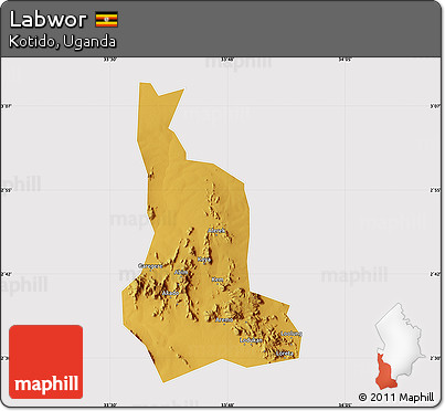 Physical Map of Labwor, cropped outside