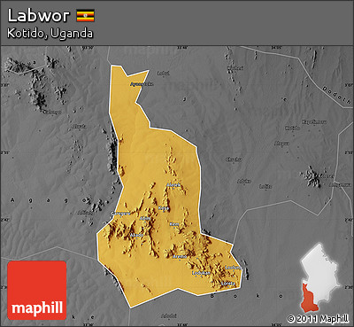 Physical Map of Labwor, darken, desaturated