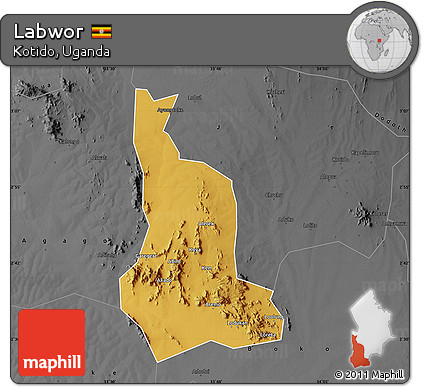 Physical Map of Labwor, darken, desaturated
