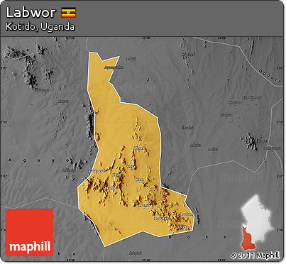 Physical Map of Labwor, darken, desaturated